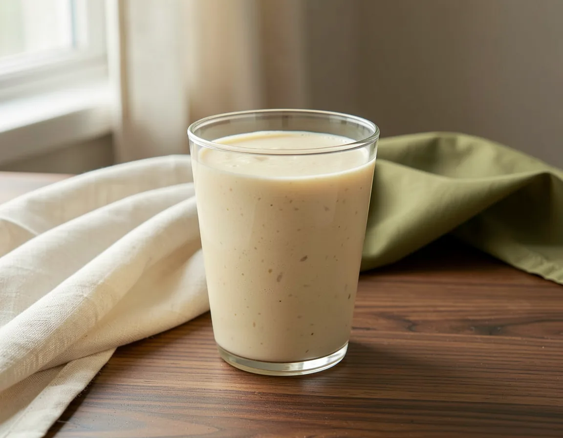 Banana protein smoothie made with low-fat milk and whey protein